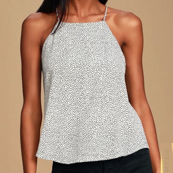 Lulu’s Roslyn Ivory Polka Dot Tank Top - Picture 1 of 9